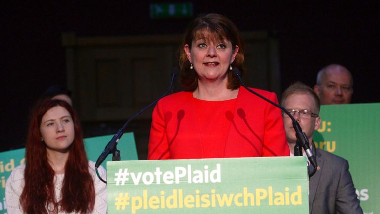 Leanne Wood, Leader of Plaid Cymru, launches her party's election manifesto