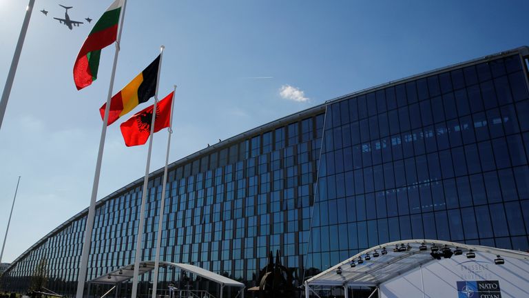 Mr Trump made a jibe over the cost of the new NATO headquarters