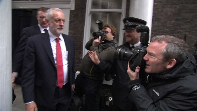 Jeremy Corbyn leaving Chatham House