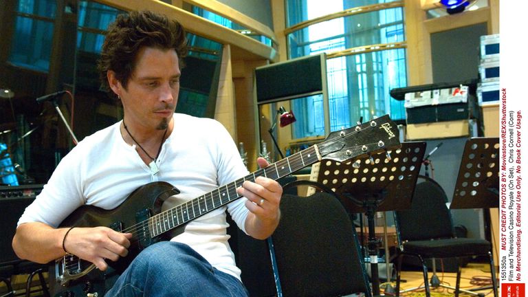 Chris Cornell on the set of Casino Royale in 2006