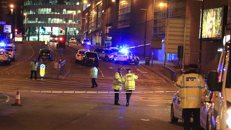 Emergency services outside Manchester Arena 
