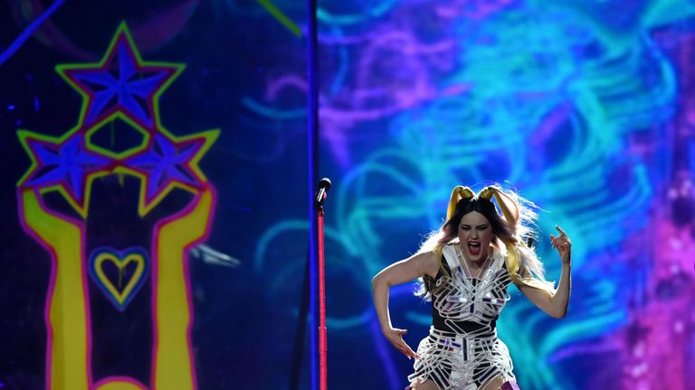 Latvia's Triana Parkshows just how eccentric the contest can get