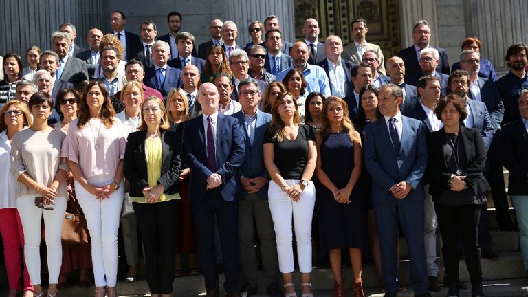 Spanish parliamentarians held a minutes silence for the victims