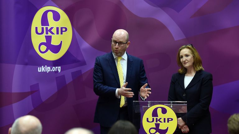UKIP leader Paul Nuttall and deputy chairwoman Suzanne Evans