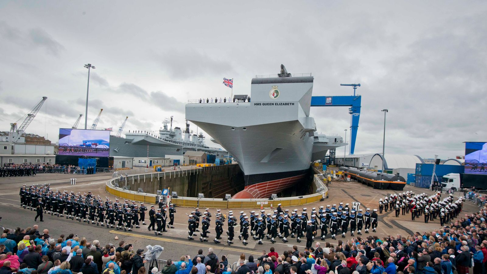 Royal Navy's largest ever warship, HMS Queen Elizabeth, sets sail | UK ...