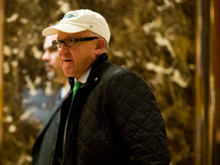 Woody Johnson, owner of the New York Jets NFL team, arrives at Trump Tower in New York City