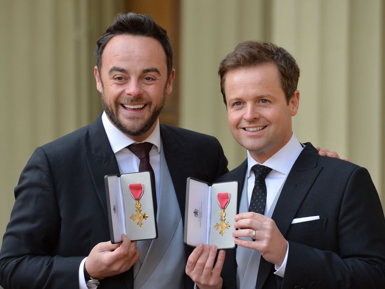 Ant and Dec receiving their OBEs in January