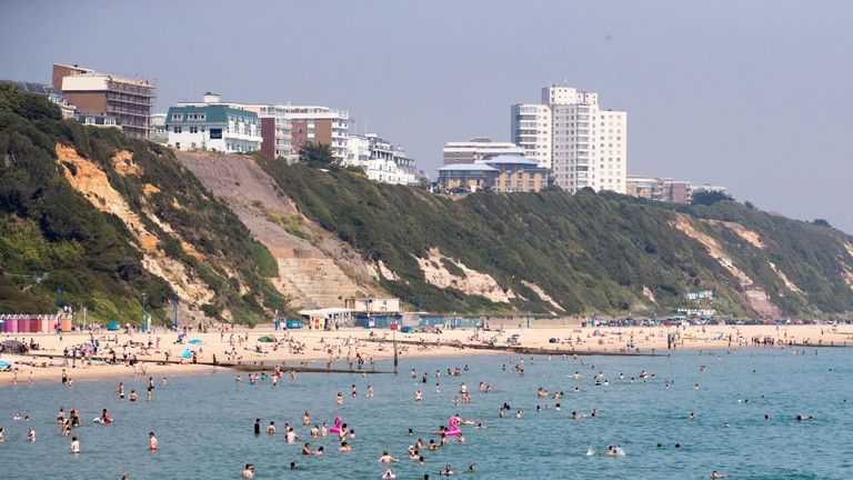 Hundreds were tempted by the water at Bournemouth beach