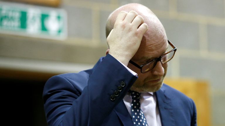 Paul Nuttal, leader of the United Kingdom Independence Party reacts after failing to win the seat of Boston and Skegness