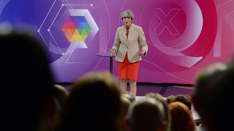 Prime Minister Theresa May taking part in BBC1&#39;s Question Time Leaders Special 