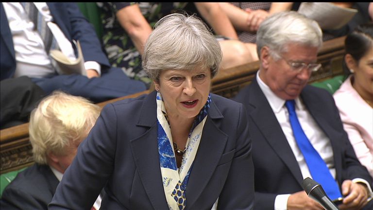 Prime Minister Theresa May speaking in the House of Commons.