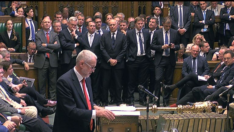 Jeremy Corbyn spoke for about 30 minutes as he slammed the Government