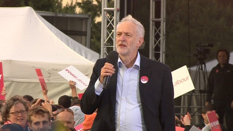 Jeremy Corbyn campaigning in Birmingham with one day to go before the election