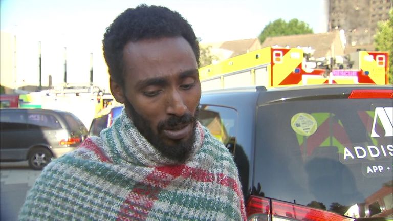 Grenfell Tower resident Mahad Egal says the fire started when a fridge exploded