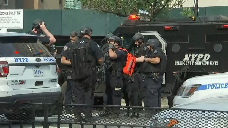 Police gathered outside the hospital
