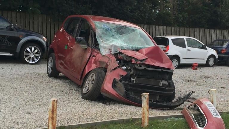 One of the cars that was damaged. Pic: Cornwall Live