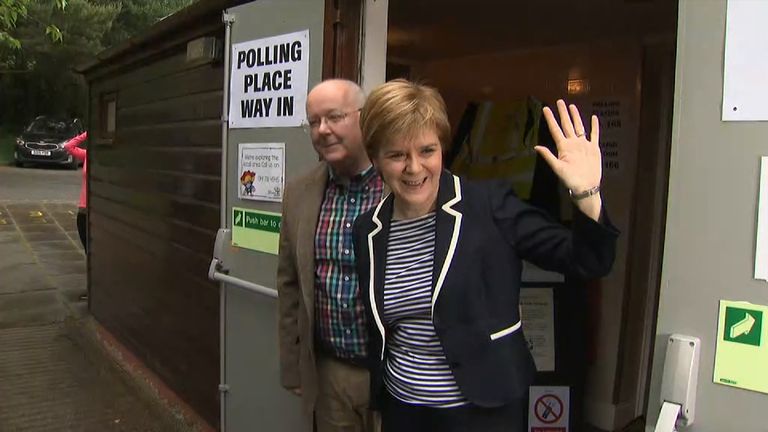 SNP leader Nicola Sturgeon preparing to vote in the General Election