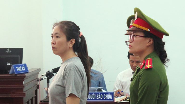 Vietnamese blogger Nguyen Ngoc Nhu Quynh, also known as &#39;Mother Mushroom&#39;, stands trial.