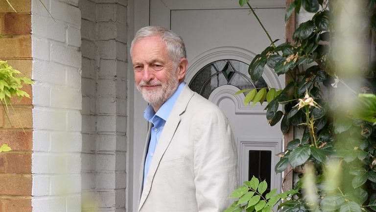 Jeremy Corbyn leaves his home in London