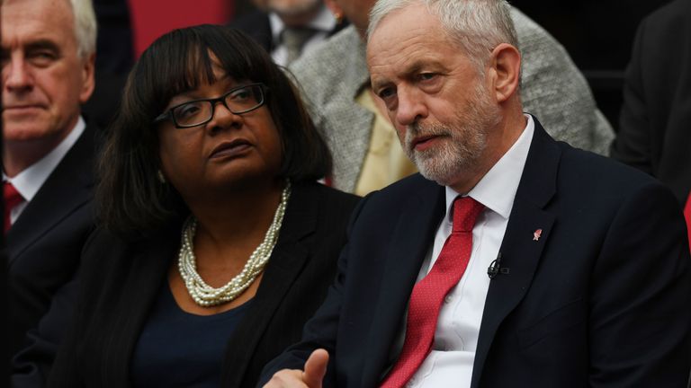 Diane Abbott with Jeremy Corbyn during the Labour manifesto launch
