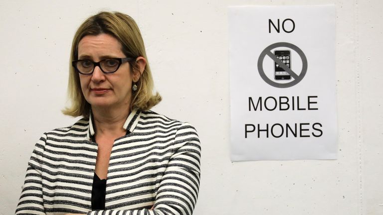 Home Secretary Amber Rudd awaits the result in her constituency