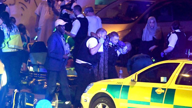 Energency teams tend to those injured in the Finsbury Park attack