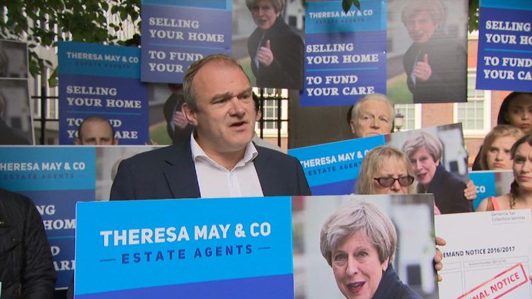 Sir Ed Davey campaigns against Tory social care plans