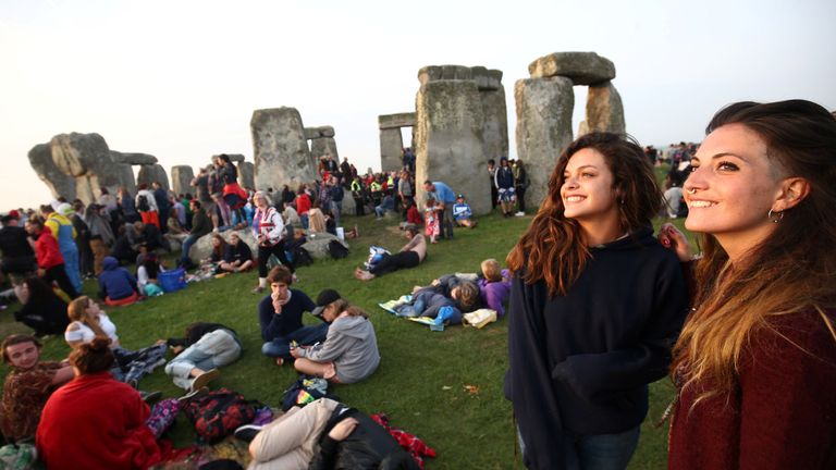 The sun rises at Stonehenge on the summer solstice