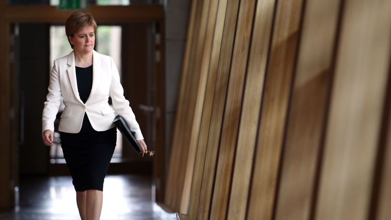 Nicola Sturgeon arrives ahead of First Minister&#39;s Questions at the Scottish Parliament