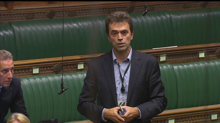 Lib Dem MP Tom Brake was not wearing a tie when he asked a question
