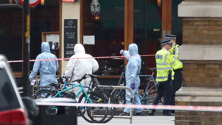 Officers at the scene of the London Bridge attack