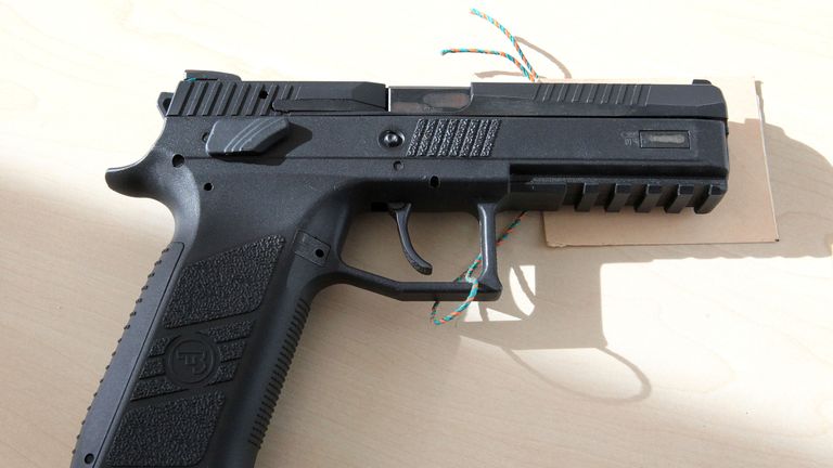 A gun seized by the police in connection with the detention of a dealer involved in the July rampage in a Munich shopping centre 