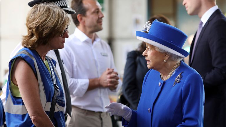 The Queen and Duke of Cambridge met relief workers near the scene of the Grenfell Tower fire 