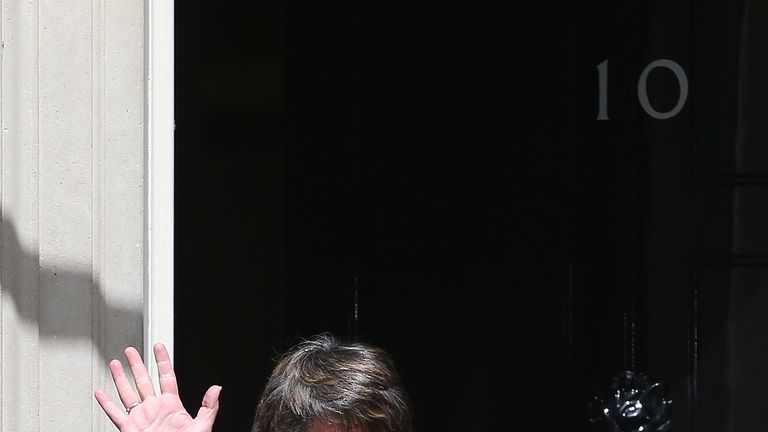 Arlene Foster waves outside 10 Downing Street