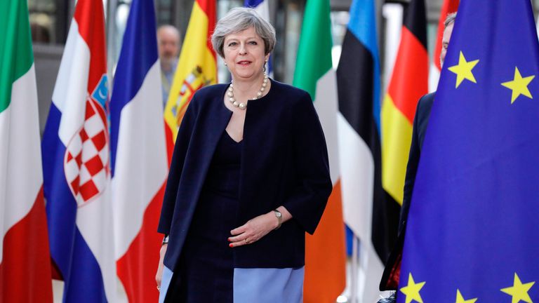 Britain&#39;s Prime Minister Theresa May arrives for an European Union leaders summit, on June 22, 2017, at the European Council in Brussels