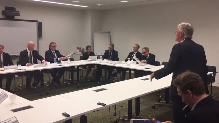 A meeting of councillors linked to the Grenfell Tower tragedy descended into chaos. Pic: LBC/ConnorGillies