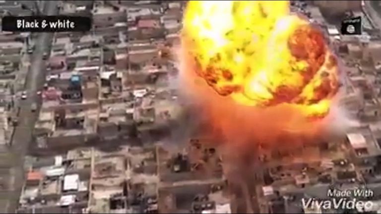 An explosion in Mosul, Iraq