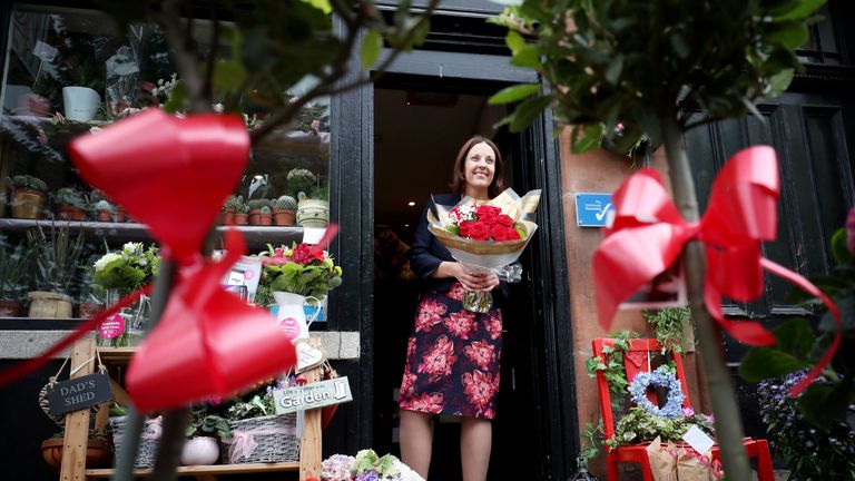 Scottish Labour leader Kezia Dugdale at the Rowan Flower and Craft shop during a General Election campaign visit in east Edinburgh