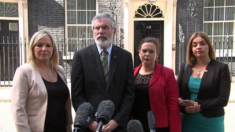 Sinn Fein outside 10 Downing Street after meeting with the Prime Minister