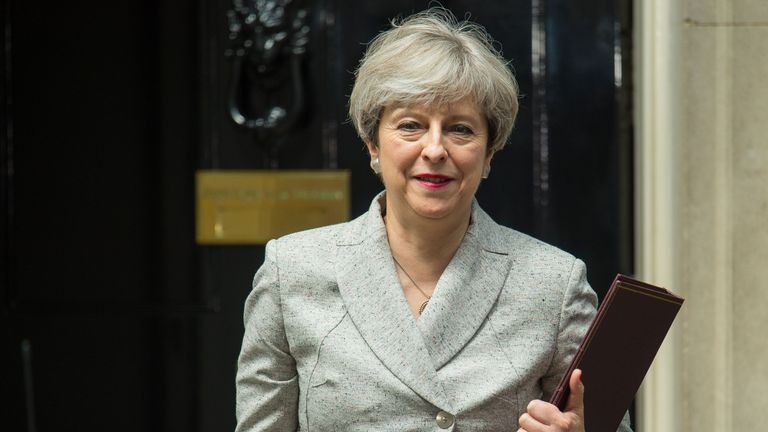 Prime Minister Theresa May leaving 10 Downing Street