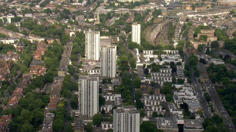 Aerial of Camden flats.