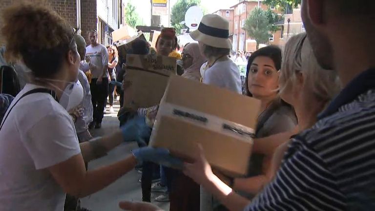 Hundreds of volunteers assist with essentials for those affected by the Grenfell Tower fire