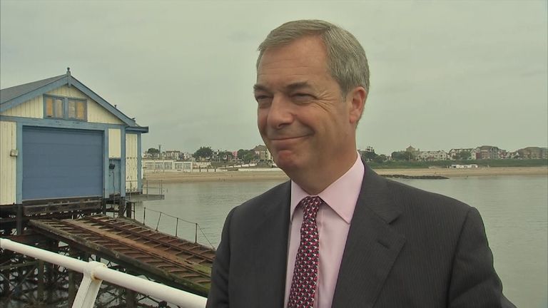 Nigel Farage speaks to Sky News in Ramsgate