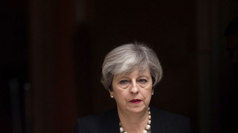 Theresa May outside Downing Street 