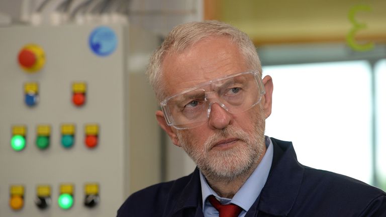 Jeremy Corbyn meets laboratory staff during a tour of the Innovation Centre in York