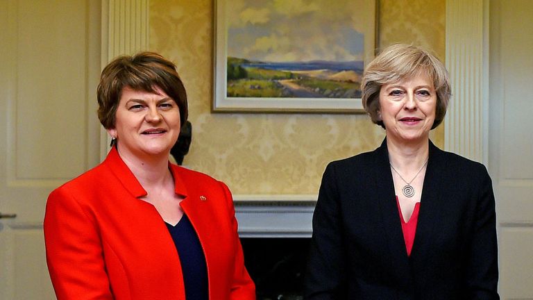 Theresa May is holding talks with DUP leader Arlene Foster. File pic