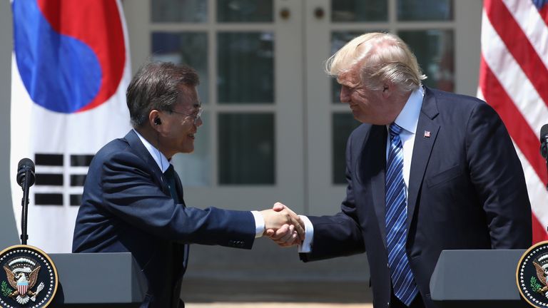 Donald Trump met with South Korea's Moon Jae-in at the White House