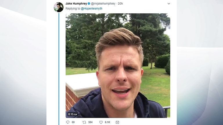 Sports presenter Jake Humphrey said 'we've all been there' and told the birthday boy to 'ignore the haters'