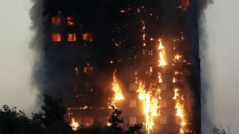 Grenfell Tower was engulfed in flames 