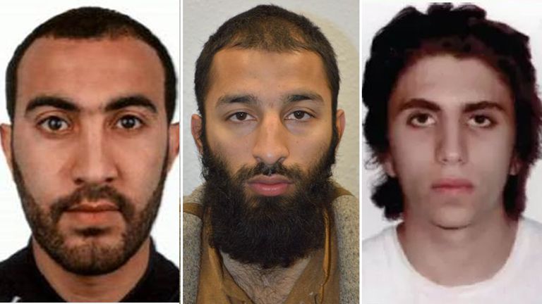 L-R: London Bridge attackers Rachid Redouane, Khuram Butt and Youssef Zaghba
